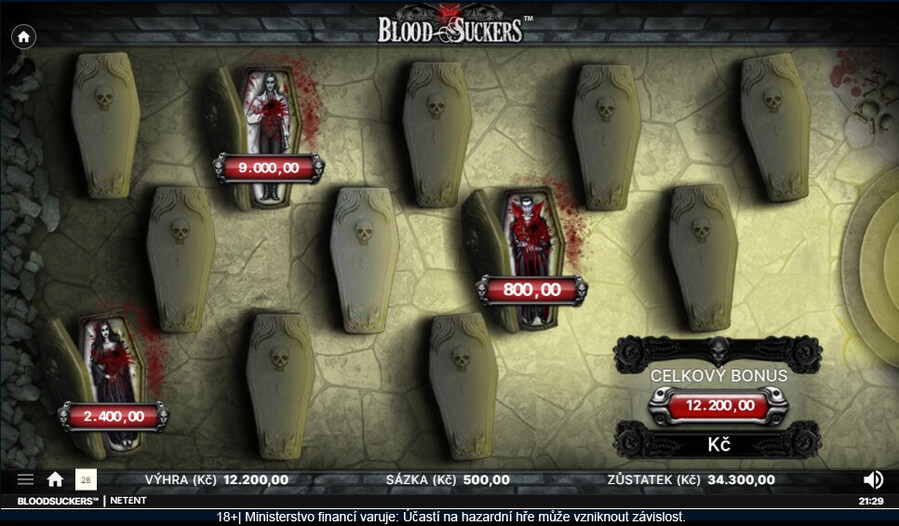 Bonusová hra automatu Blood Suckers