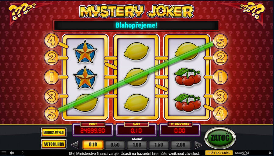 Free spiny v automatu Mystery Joker mohou přinést mystery výhru