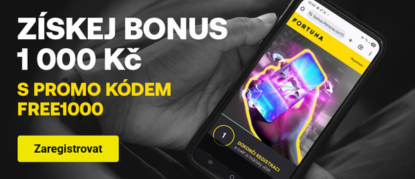 Fortuna promo kód vám zajistí registrační bonus 1 000 Kč