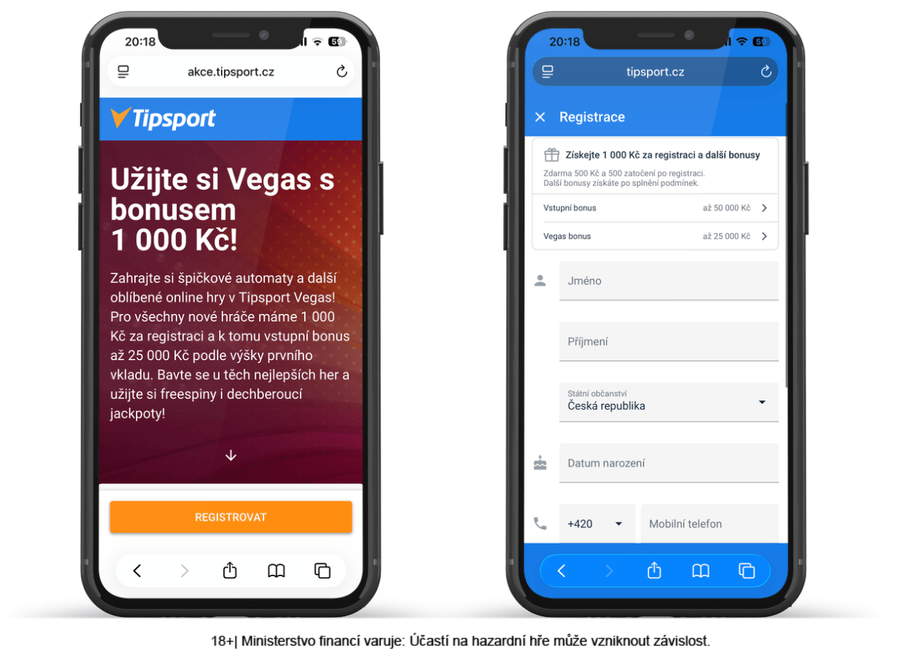 Registrace do online casina Tipsport v&nbsp;mobilním telefonu