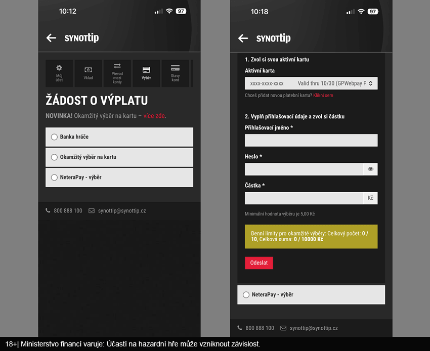 SYNOT TIP výběr – dostupné metody