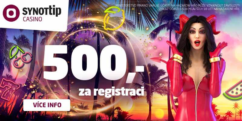 SYNOT TIP bonus 500,- za registraci