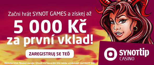 Online casino Synot - bonus za vklad 5 000 Kč