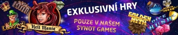 Synot games - exklusivní hry a hrací automaty v online casinu SYNOTtip