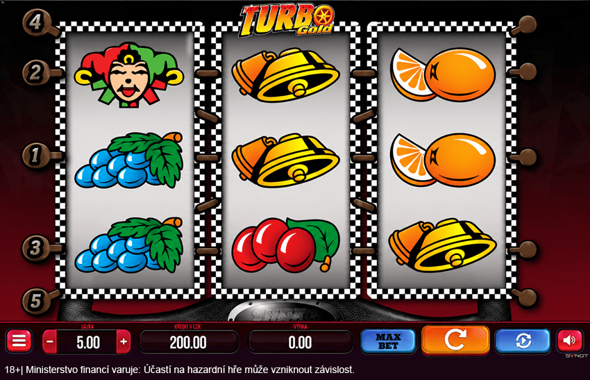 Automat Turbo Gold dříve dostupný v&nbsp;online casinu SYNOT TIP