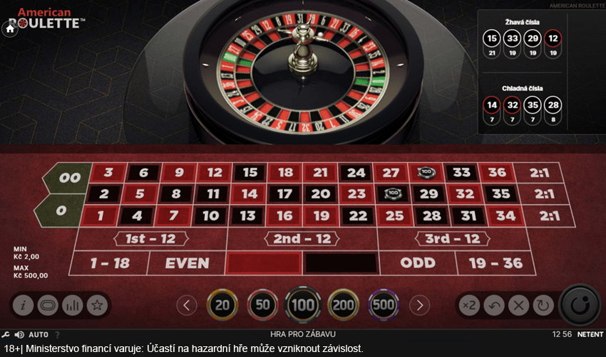 Americká ruleta se dvěma nulami v&nbsp;online casinu