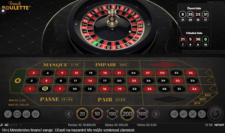 Francouzská ruleta s&nbsp;jednou nulou a&nbsp;sázkovým polem