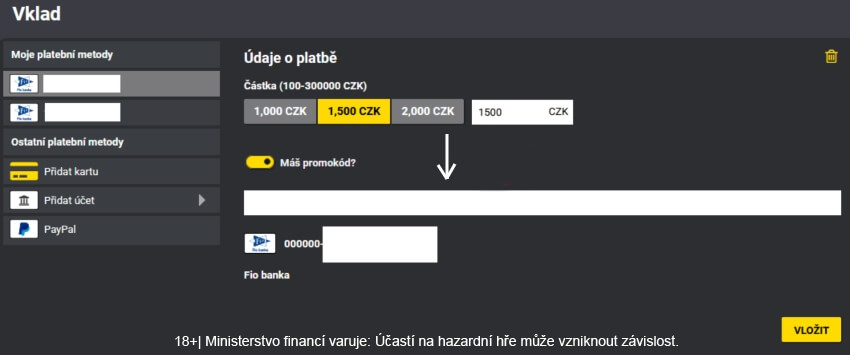 Fortuna promo kód ke vkladu