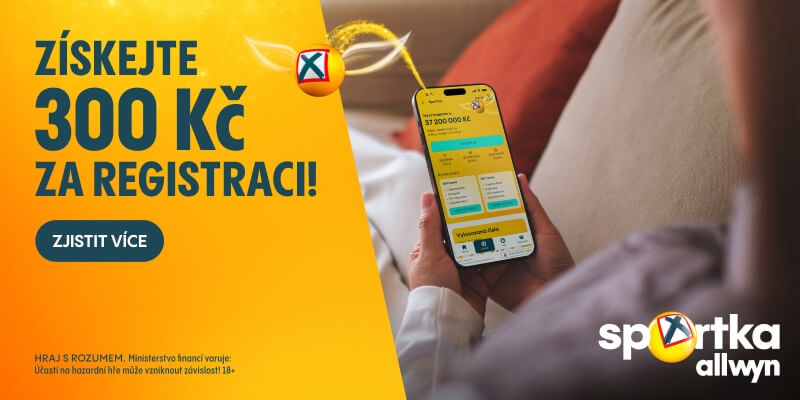 Vsaďte si Sportku online a&nbsp;získejte bonus 300&nbsp;Kč.