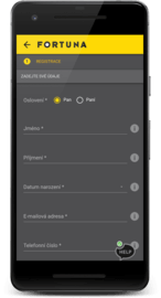 Mobilní registrace Fortuna