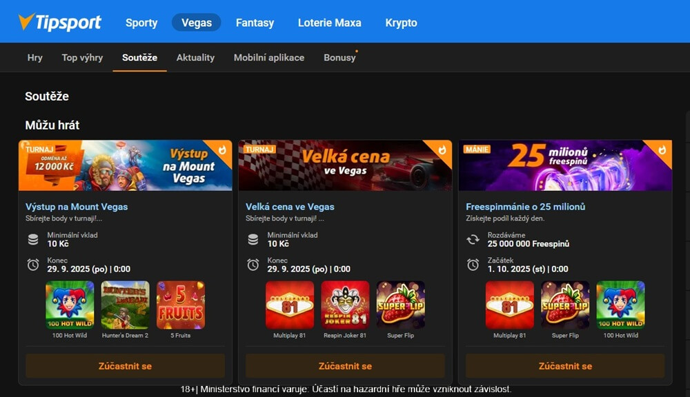 Denně si lze vybrat z několika soutěží o free spiny či peněžní bonusy
