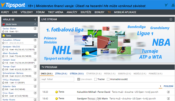 Tipsport TV - sledujte živé sportovní přenosy