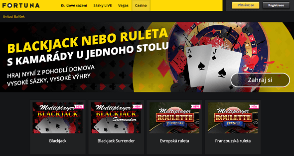 Fortuna spouští casino s blackjackem a ruletou!