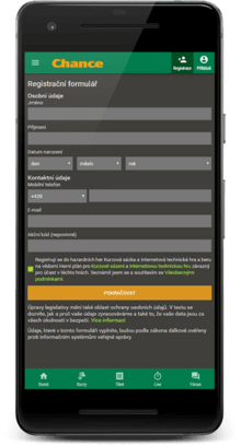 Chance registrace přes mobil