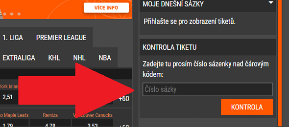 Kontrola tiketu sázkové kanceláře SYNOT TIP