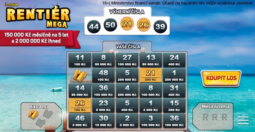 Setřete si online los Mega Rentiér.