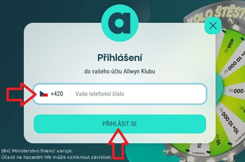 Přihlášení se do účtu Allwyn Klubu