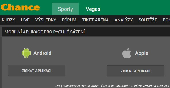 Mobilní aplikace od Chance