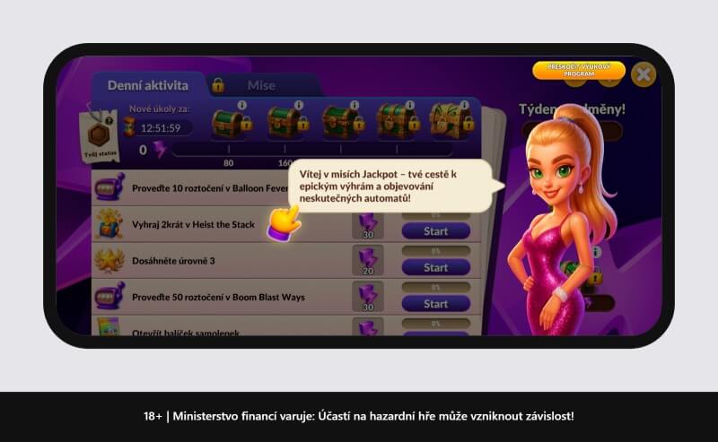Denní mise v&nbsp;social casinu MyJackpot