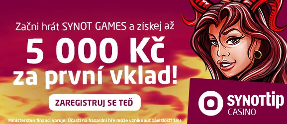 Online casino Synot - bonus za vklad 5 000 Kč