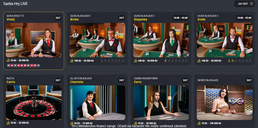 Sazka Hry live casino