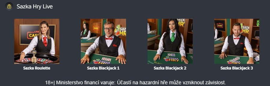 Sazka live casino (live dealer)