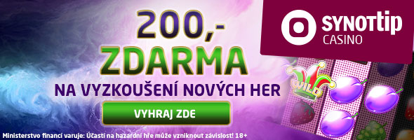 Získej 200 Kč zdarma na nové hry v online casinu SynotTip