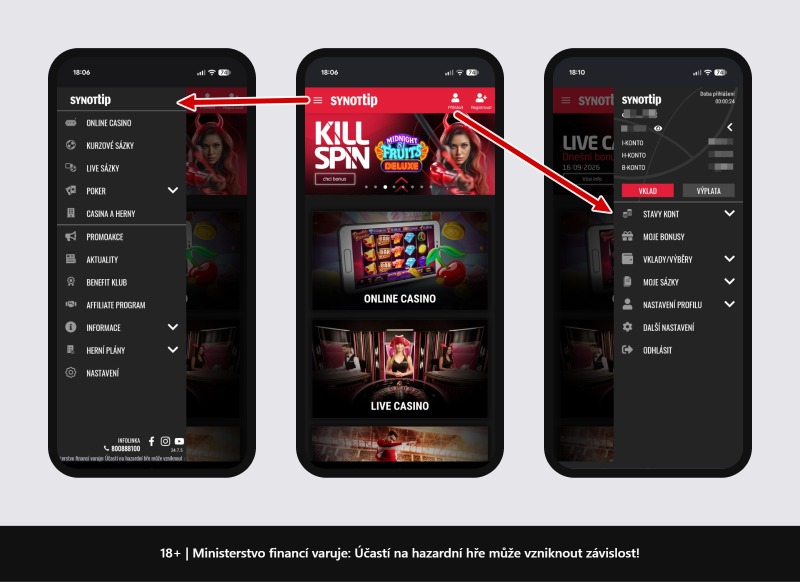 SYNOT TIP casino mobilní aplikace
