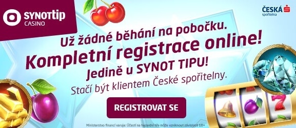 Ověřte se online v casinu SynotTip přes Českou spořitelnu