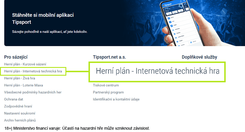 Návod na nalezení herních plánů u&nbsp;Tipsportu