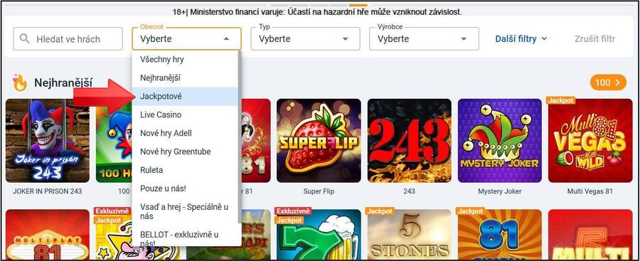 Jackpotové automaty v casinu Tipsport
