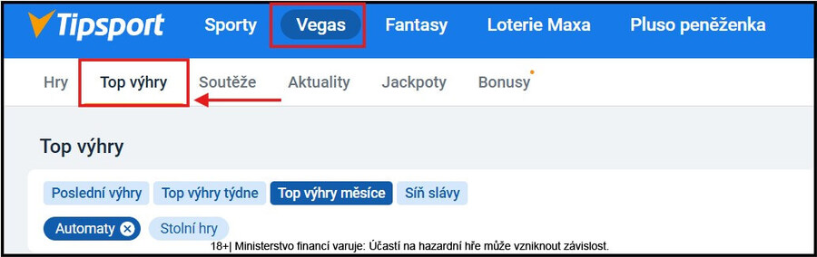 Tipsport top výhry