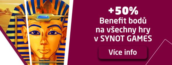 50% benefit bodů jen dnes v SYNOTtip casinu