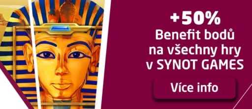 50% benefit bodů jen dnes v SYNOTtip casinu