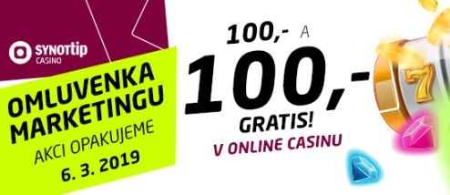 Akce o 100 Kč v SYNOTtip casinu