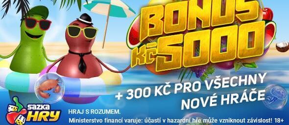 Sazka Hry zvyšují vstupní bonus na 300+5000 Kč