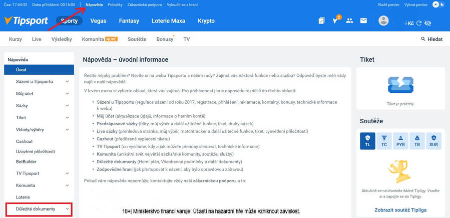 Kde najdu žádost o&nbsp;zrušení herního účtu Tipsport