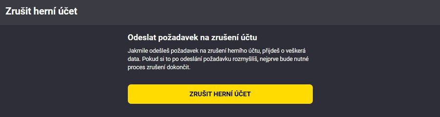 Zrušení účtu Fortuna: krok 5