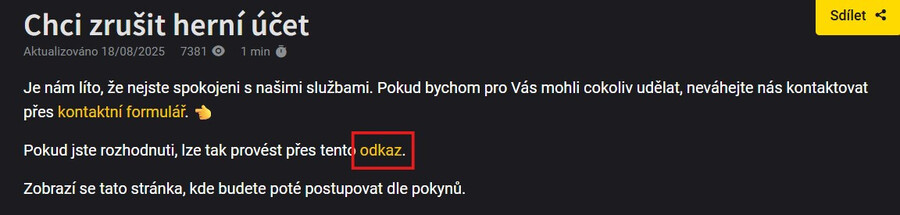 Jak zrušit Fortuna účet: krok 4