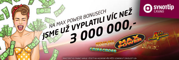 3 000 000 Kč vyplaceno na Max Power bonusech v SYNOT TIPu