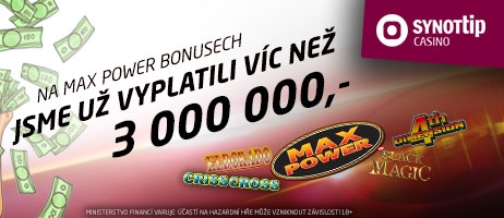 3 000 000 Kč vyplaceno na Max Power bonusech v SYNOT TIPu