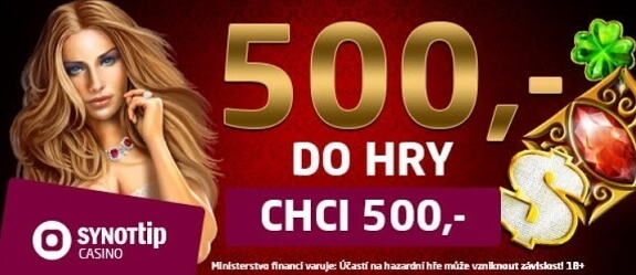 Získej 500 volných zatočení u online casina SYNOT TIP