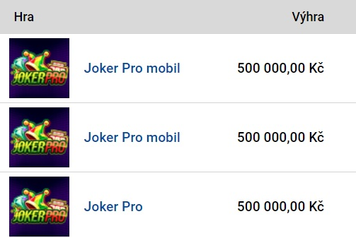 Výhra na Joker Pro u Tipsportu