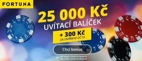 Online casino Fortuna - 300 Kč za ověření účtu a bonus 25 000 Kč