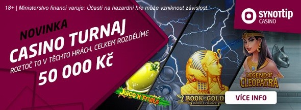 Casino turnaje nově také v SYNOT TIP casinu