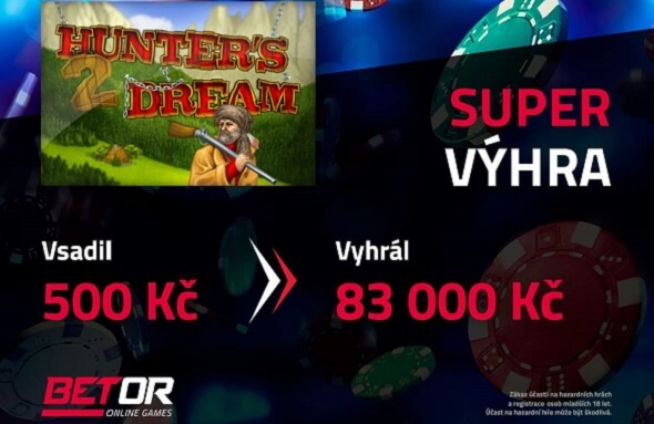 vysoká výhra na automatu Hunters dream 2 u Betoru