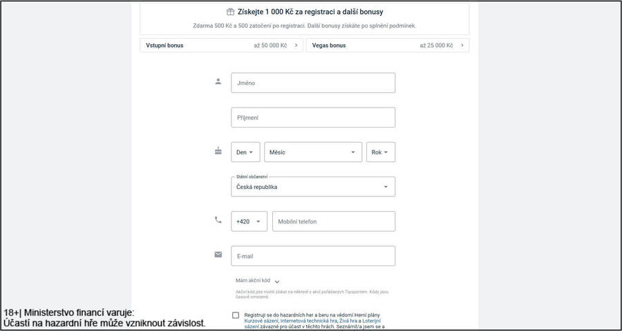 Nejdříve vyplňte registrační formulář