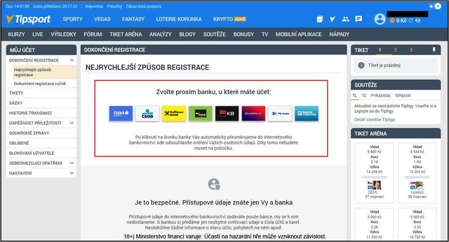 Tipsport ověření totožnosti