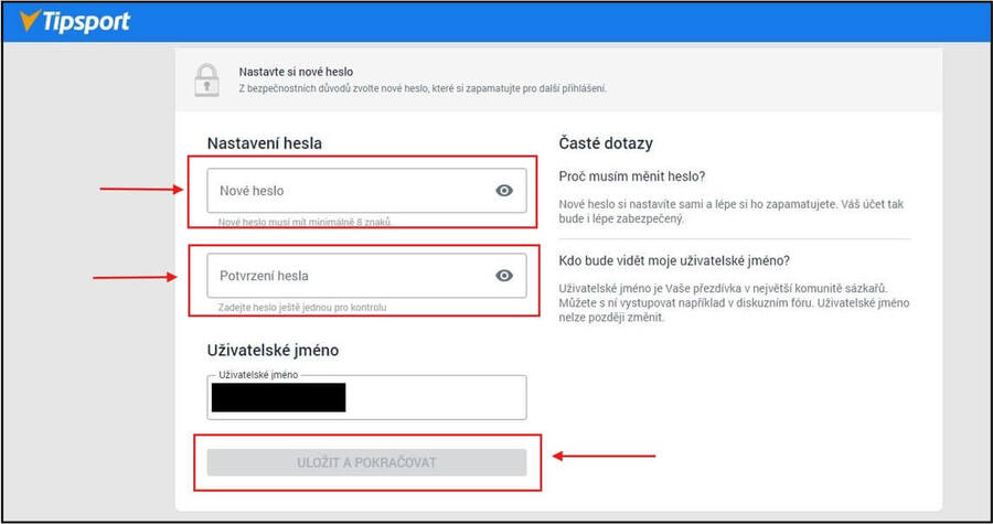 Tipsport registrace