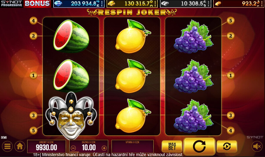 Výherní automat Respin Joker od výrobce Synot Games